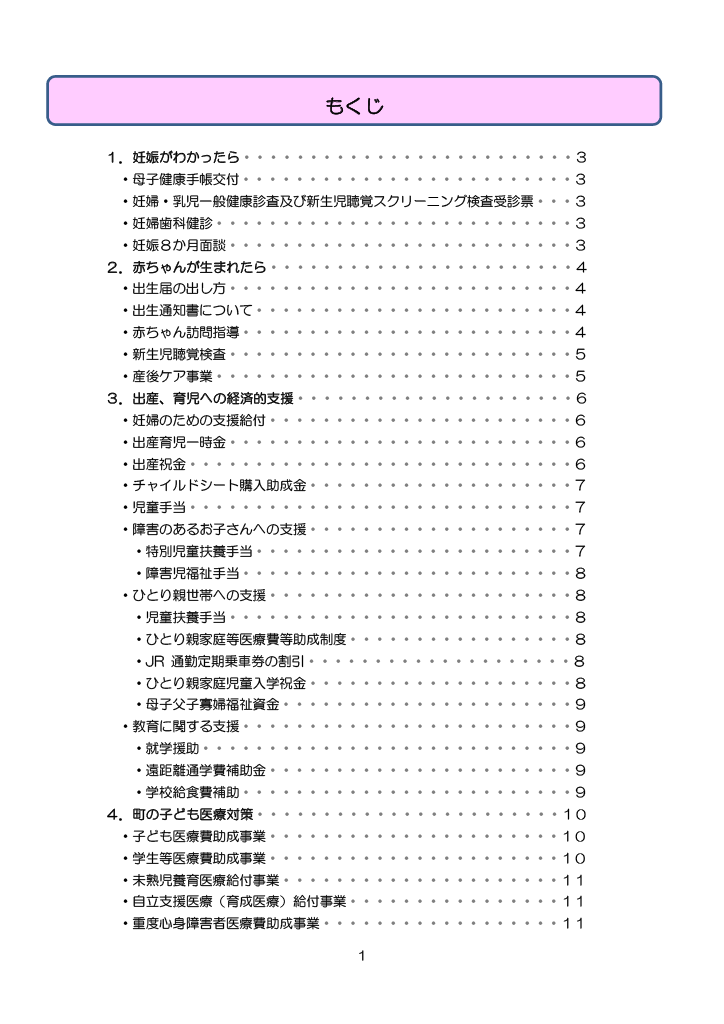 芝山町子育てハンドブック<br>（R7.4改定版） ページ1
