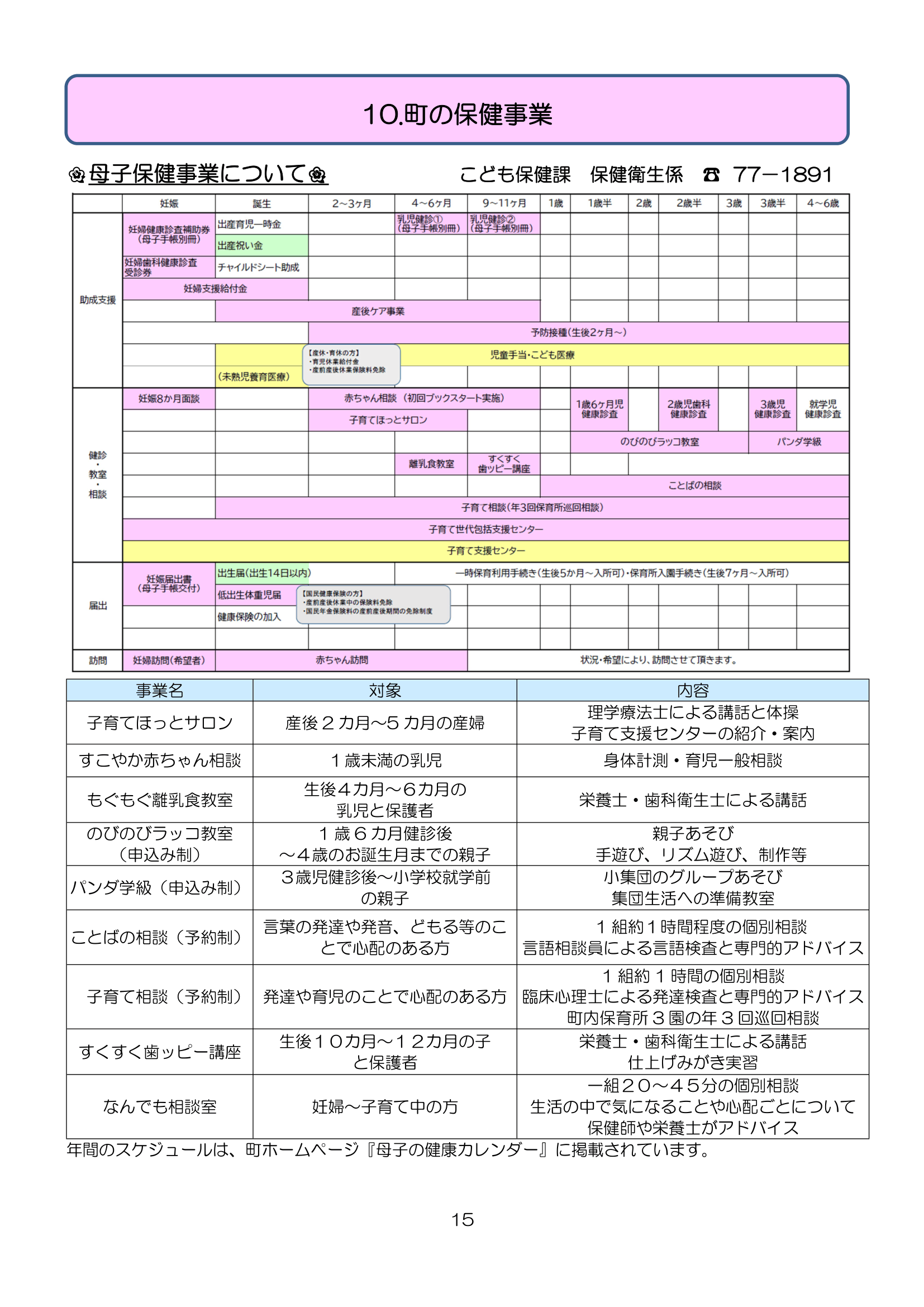 芝山町子育てハンドブック<br>（R8.4改定版） ページ15