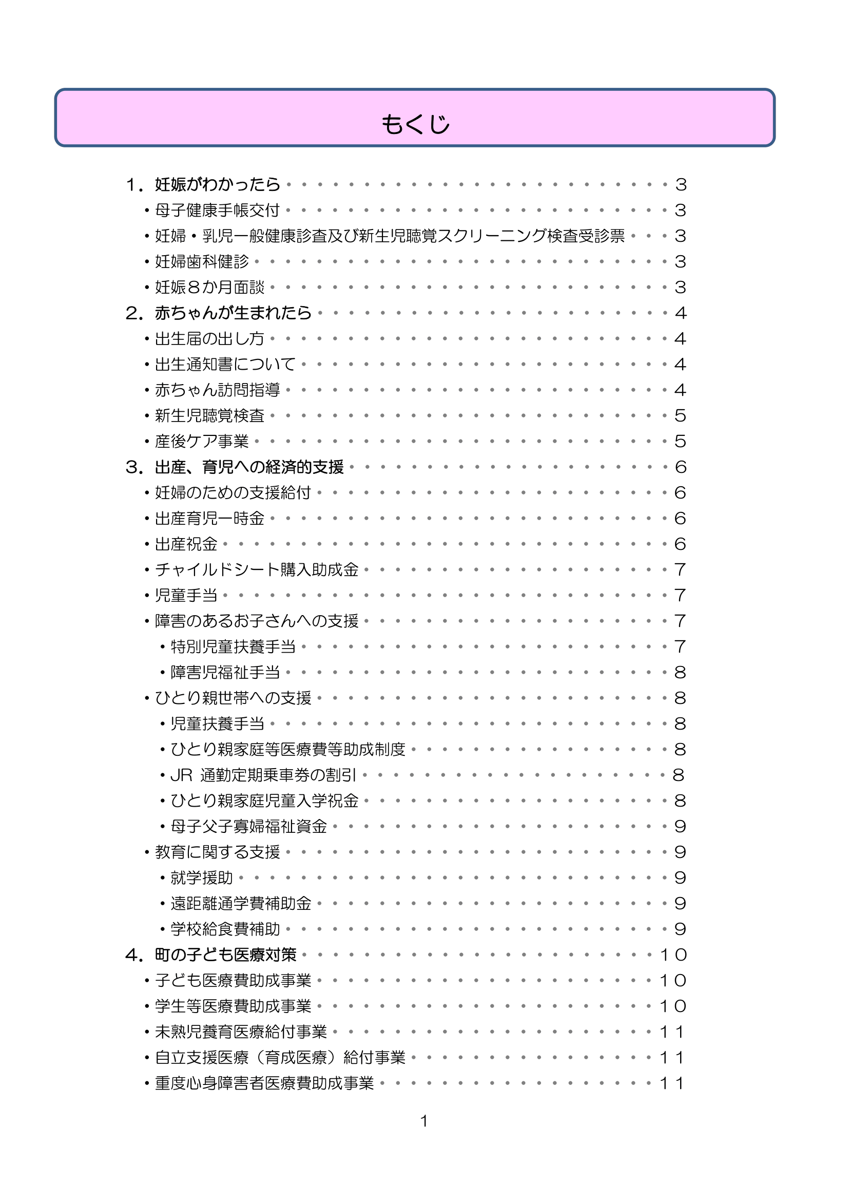 芝山町子育てハンドブック<br>（R8.4改定版） ページ1